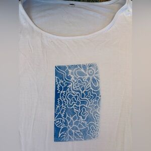 Floral Blue and White Women's Top